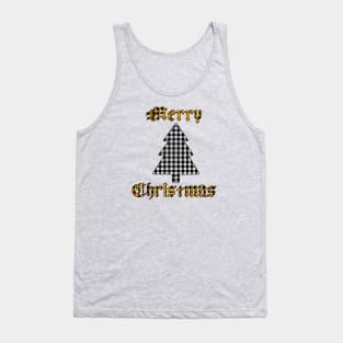 White & Gold Merry Christmas Plaid Tank Top